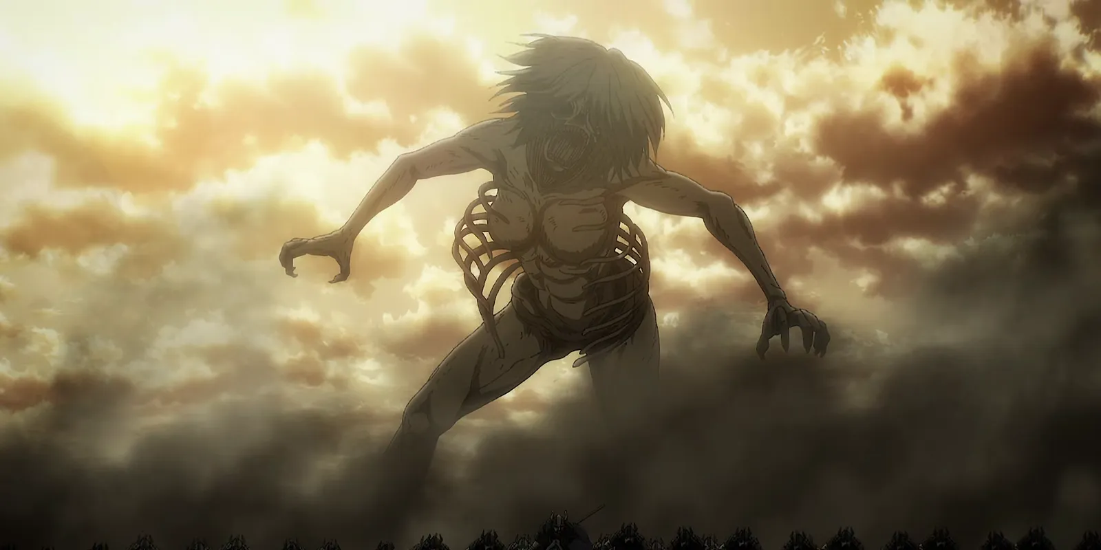 Ymir Fritz transforms into a titan for the first time after making contact with the creature beneath the tree