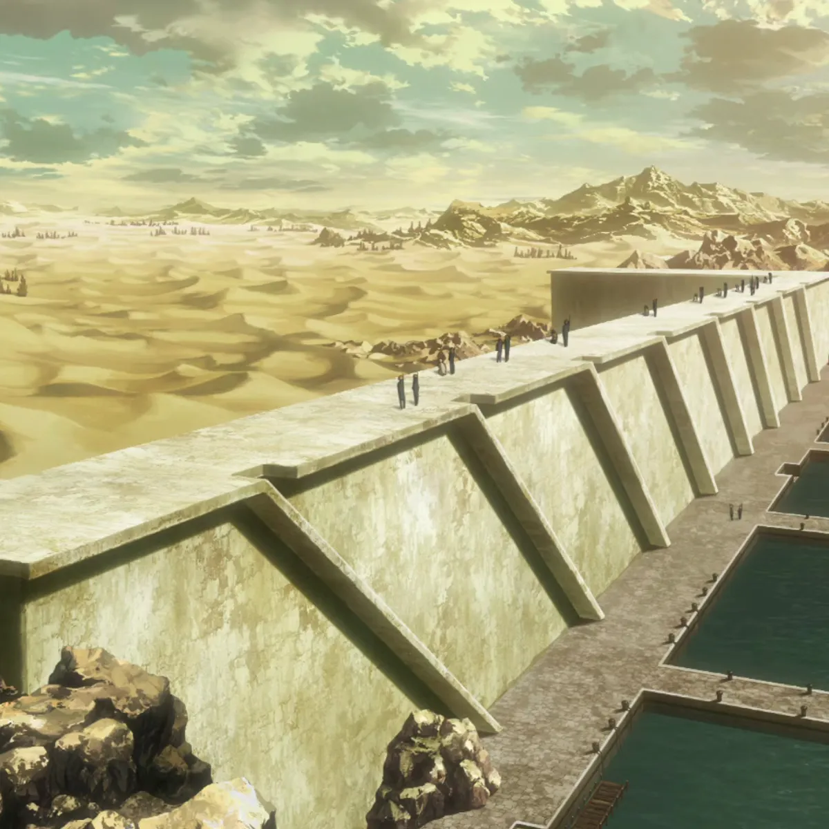 Eldian prisoners are transported by sea towards the island of Paradis